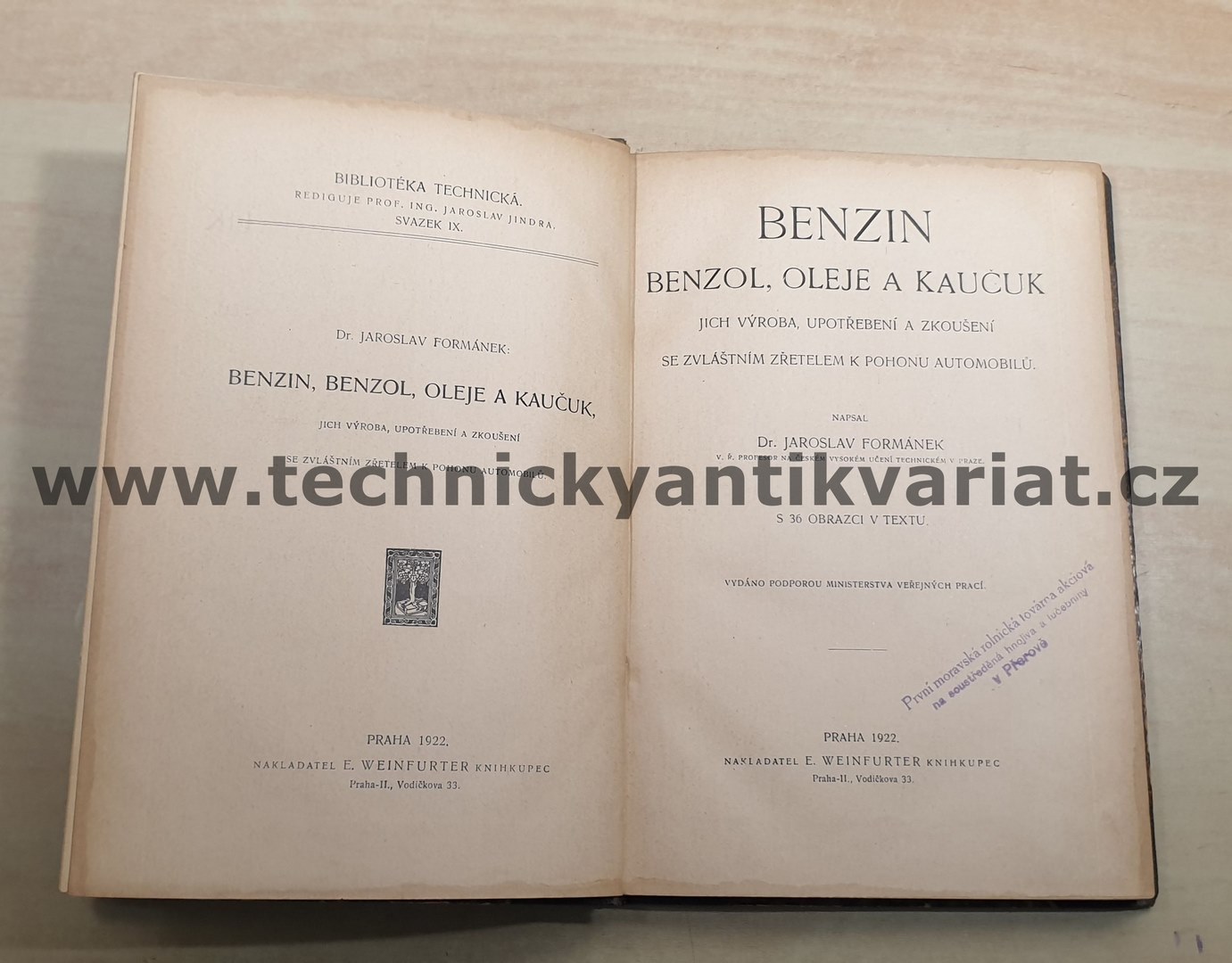 Benzín, benzol, oleje a kaučuk - Jaroslav Formánek (1922)