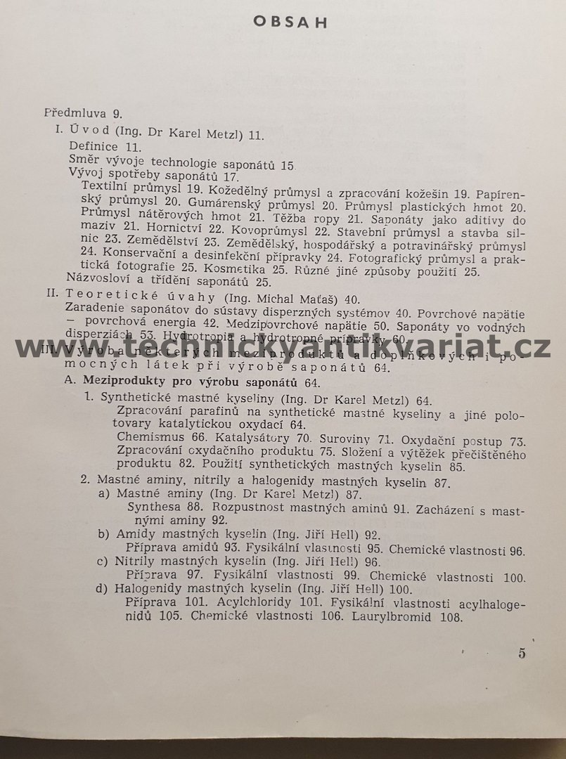 Technologie saponátů - K. Metzl, M. Maťas (1956)