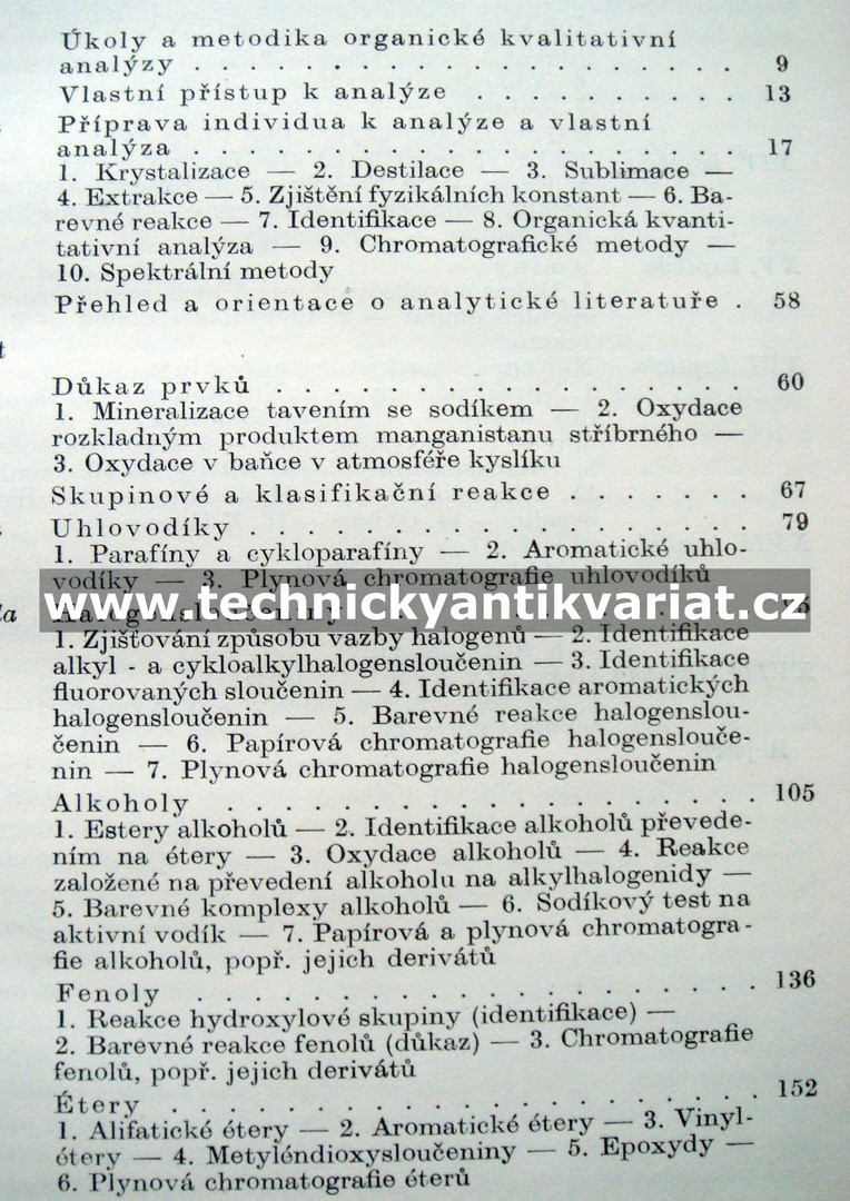 Důkaz a identifikace organických látek - Večeřa, Gasparovič (1963)