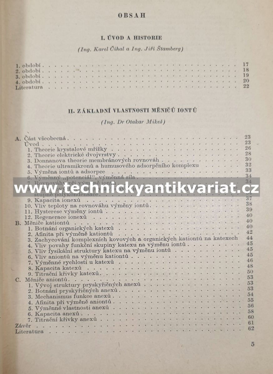 Měniče iontů, jejich vlastnosti a použití (1954)