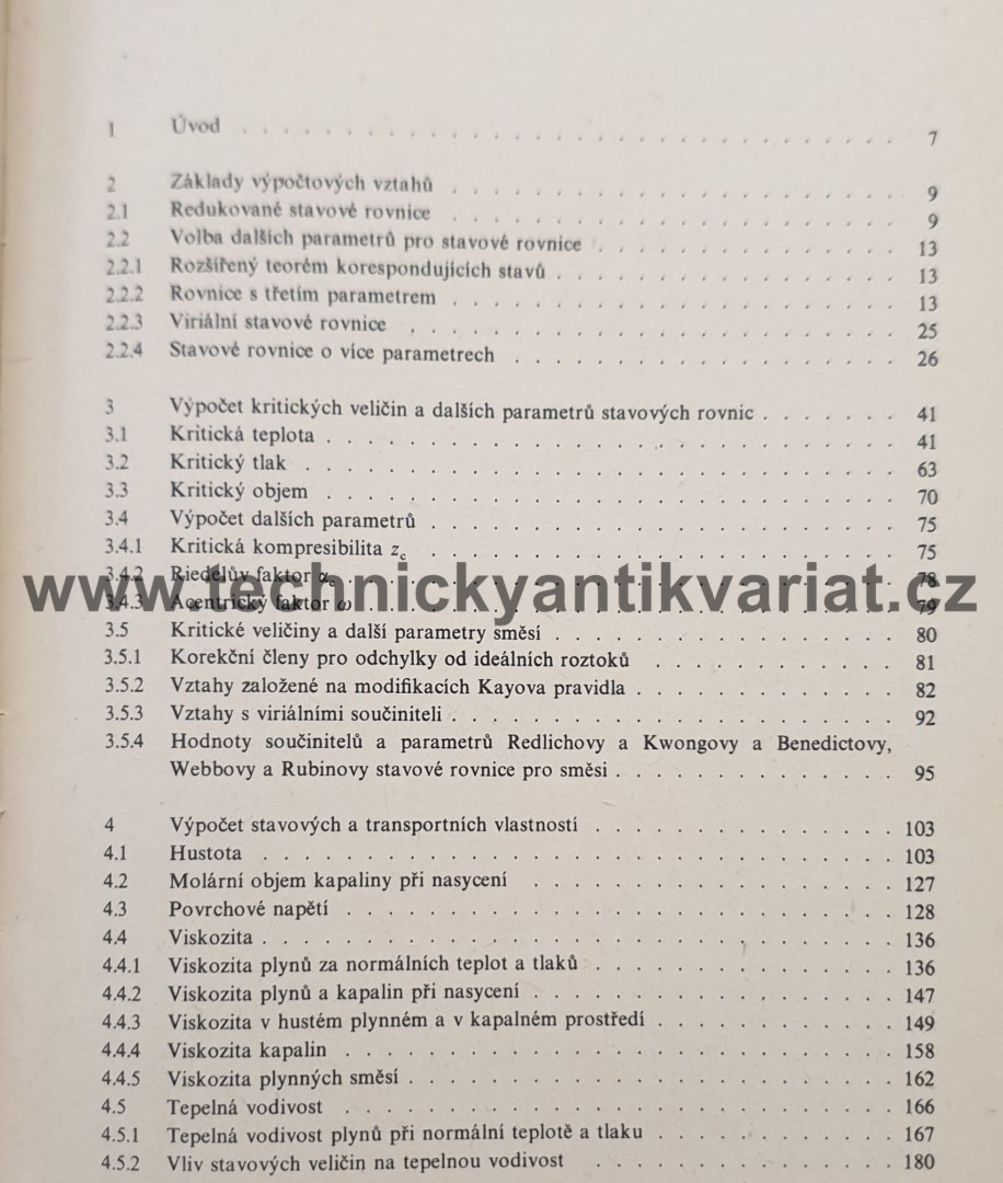 Chemickoinženýrské výpočty na základě teorému korespondujících stavů - Štěrbáček, Biskup, Tausk (1981)