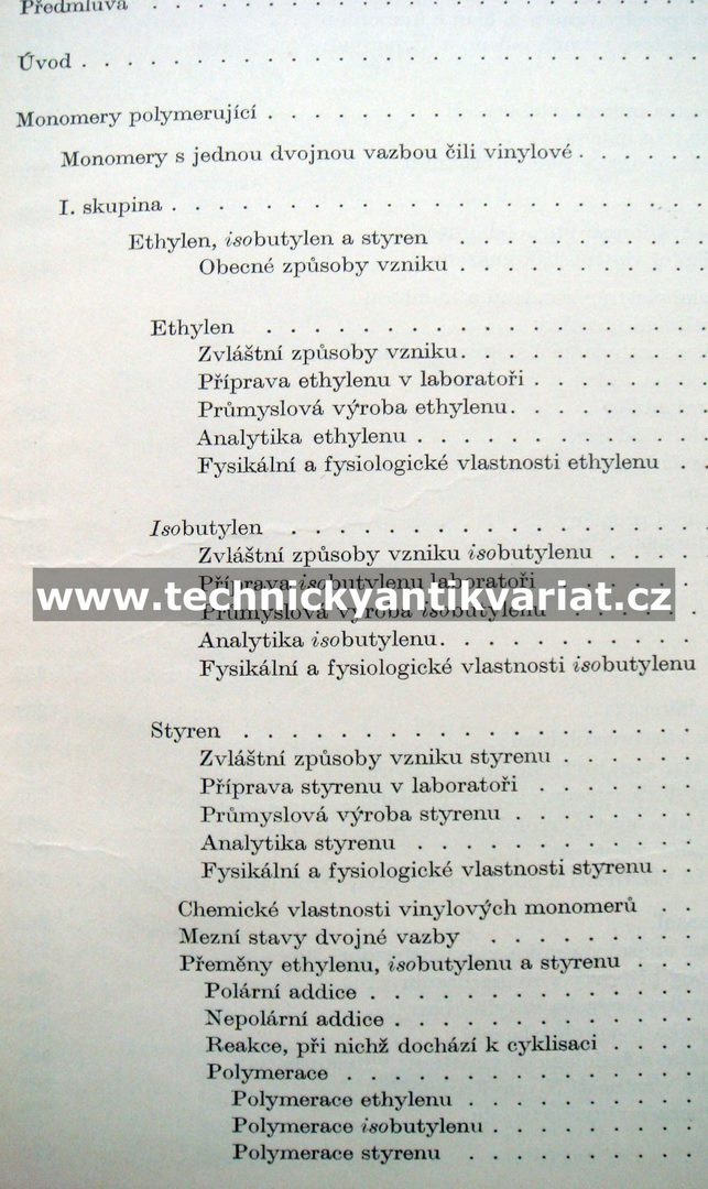 Chemie monomerů I. Pavel Vaculík (1956)