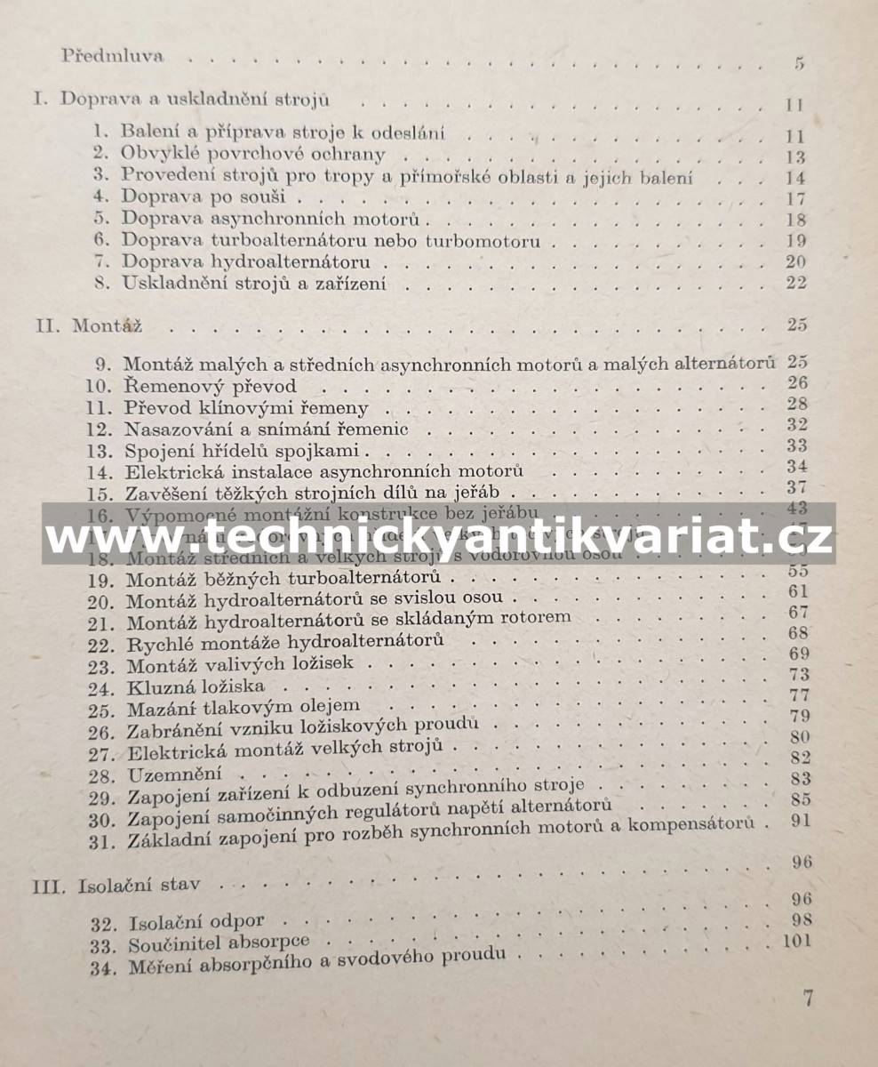 Montáž, provoz a údržba asynchronních a synchronních strojů - Brand, Hrbek (1959)