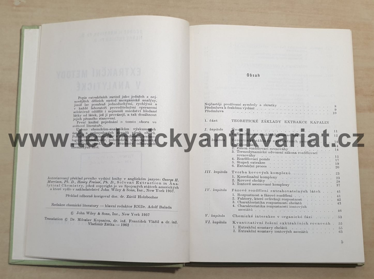 Extrakční metody v analytické chemii - Morrison, Freiser (1962)