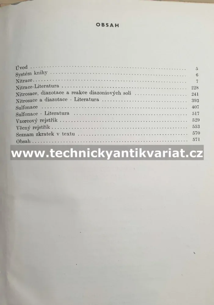 Preparativní reakce v organické chemii III. Nitrace, nitrosace a sulfonace - Kovář, Novák, Hudlický (1956)