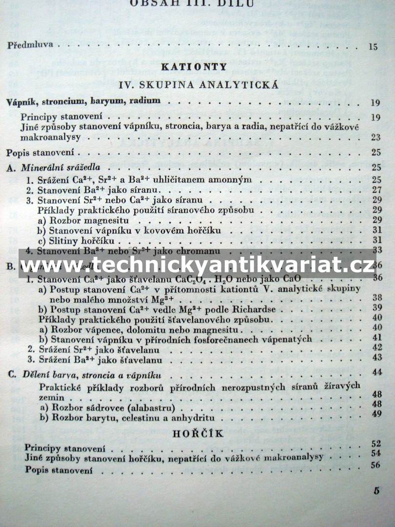 Vážková analysa a elektrotechnika III.Speciální část