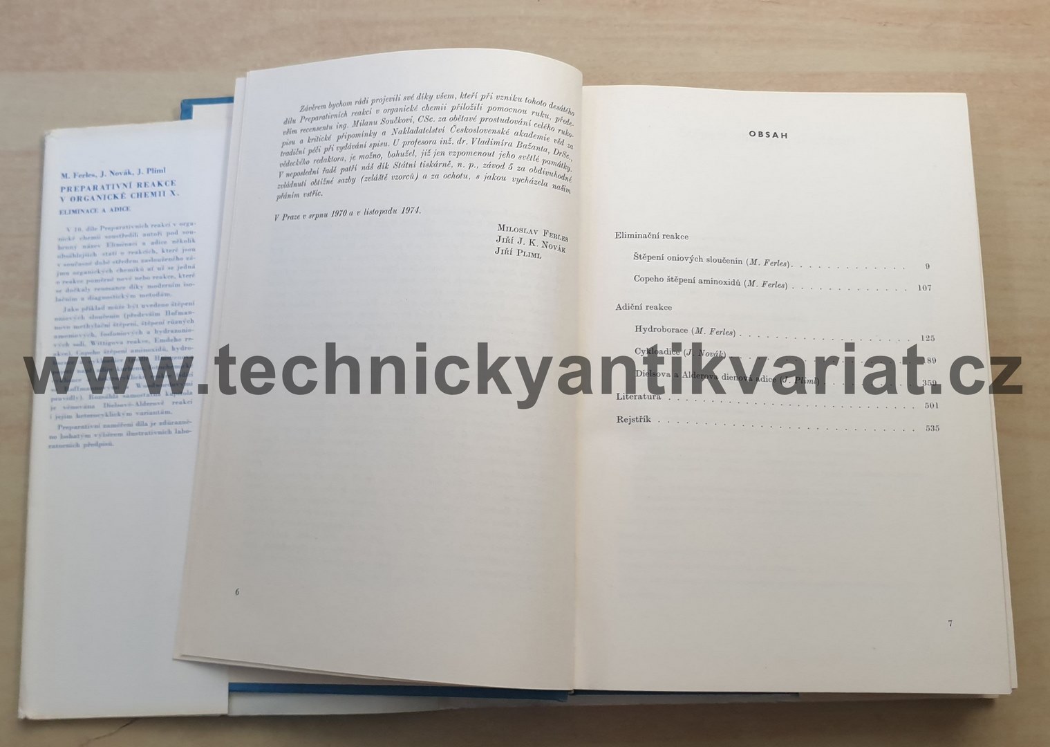 Preparativní reakce v organické chemii X. Eliminace a adice (1975)
