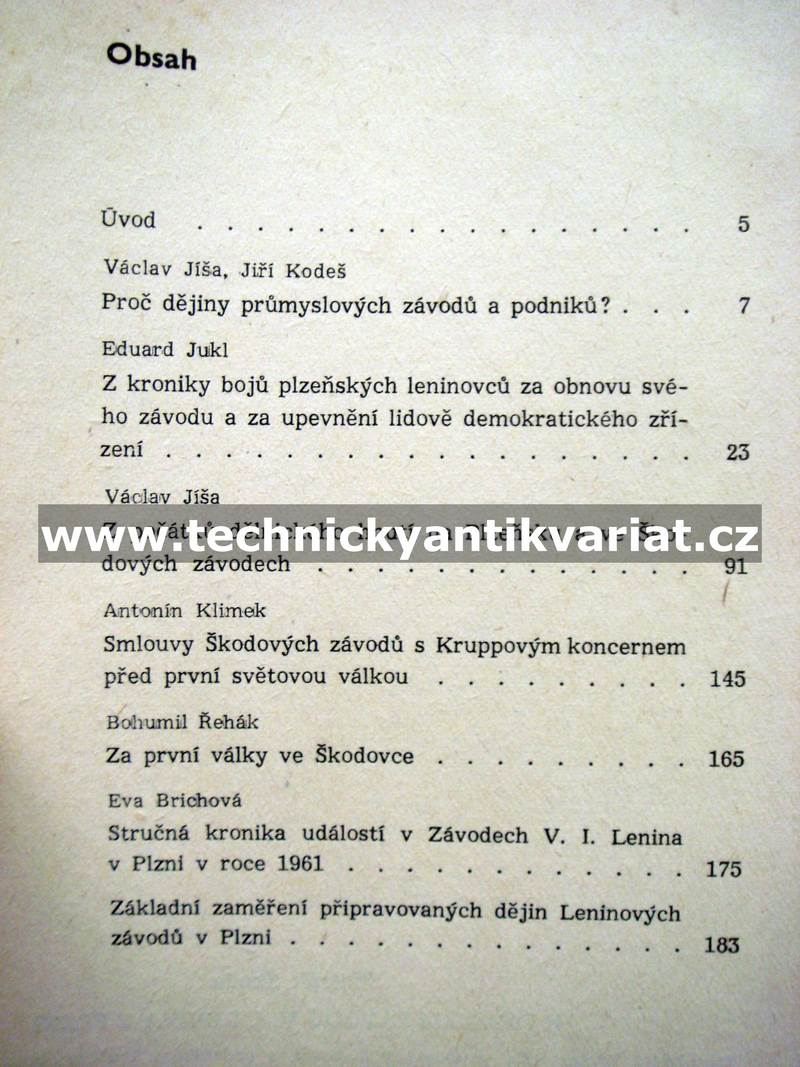 k dějinám závodů V. I. Lenina Plzeň