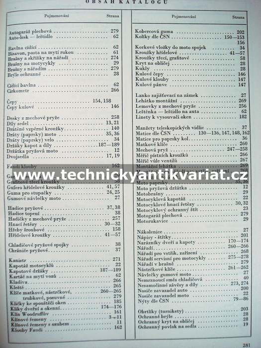 Katalog výzbroje a výstroje motorových vozidel IV. - 1958