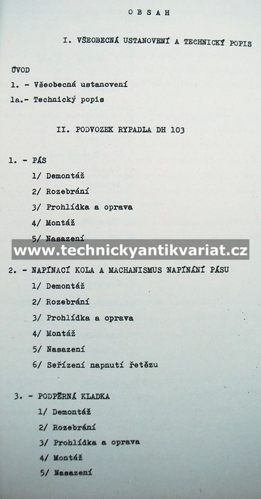 DH 103 podvozek - dílenská příručka (návod k běžným a větším opravám podvozku rýpadla)