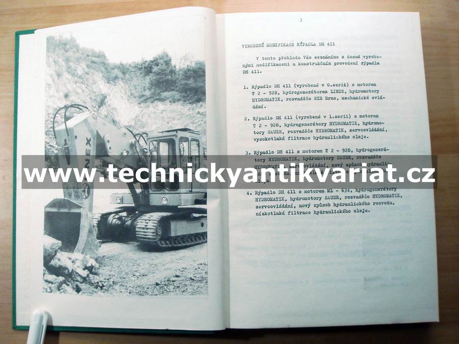 Pásové hydraulické rýpadlo DH 411 - dílenská příručka