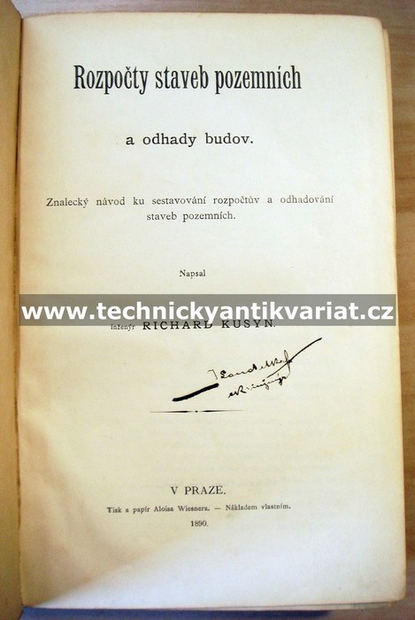 Rozpočty staveb pozemních, odhady budov - Richard Kusýn (1892)