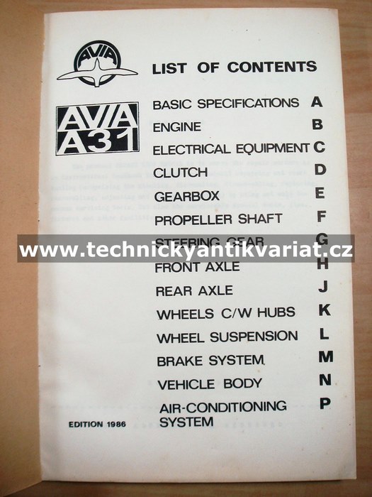 Avia A31 - Repair shop manual