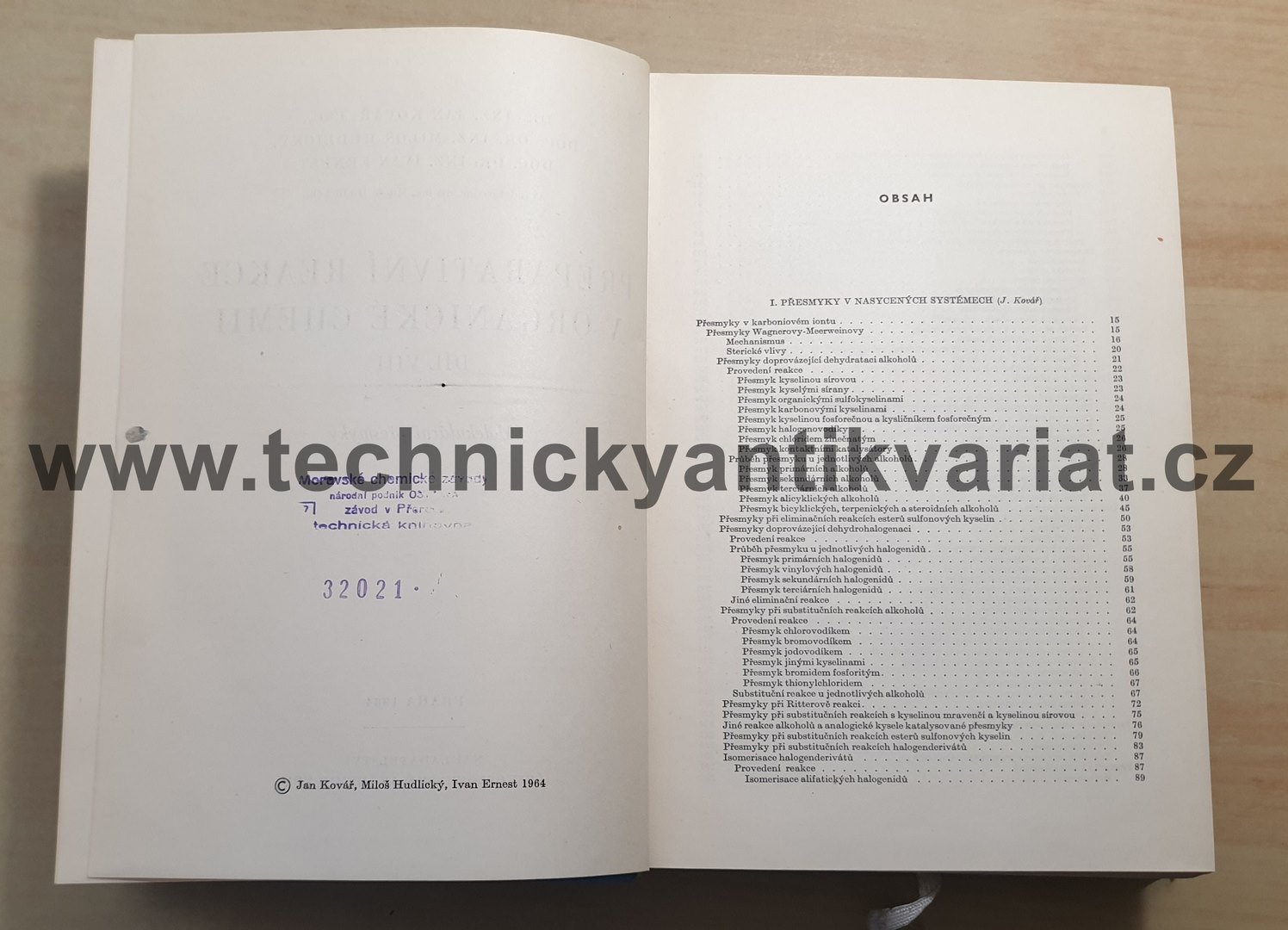 Preparativní reakce v organické chemii VIII. Molekulární přesmyky - Kovář, Hudlický, Ernest