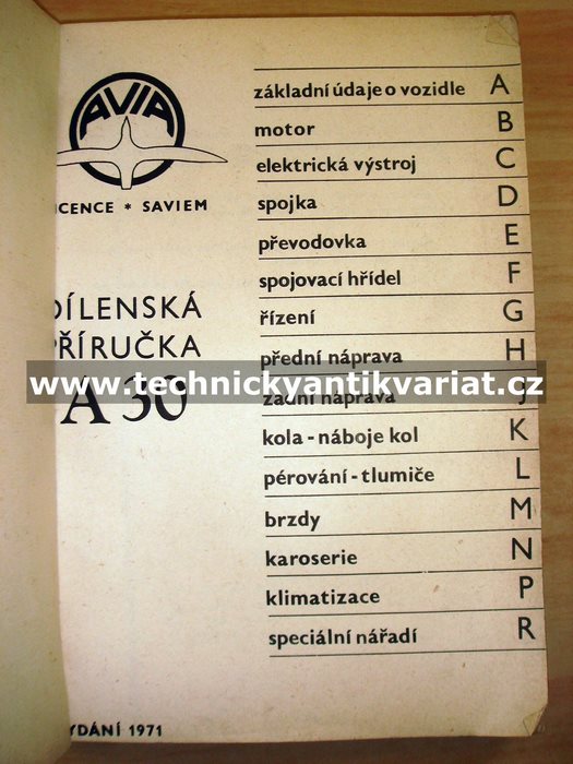 Avia A30 - dílenská příručka (1971)