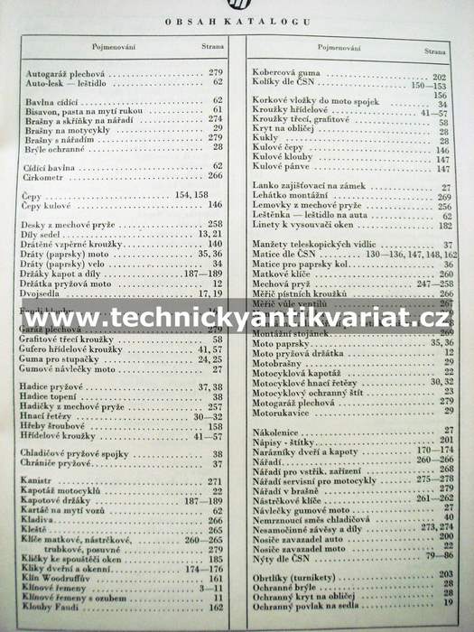 Katalog výzbroje a výstroje motorových vozidel IV. (1958)