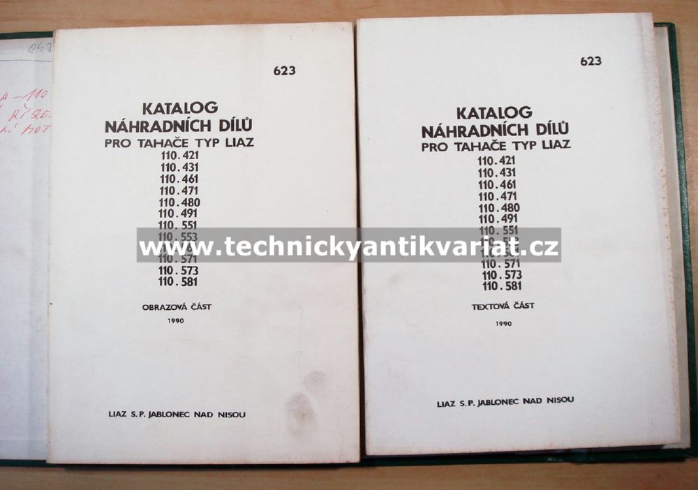 Liaz 110.421 - 110.581 - katalog náhradních dílů (1987)