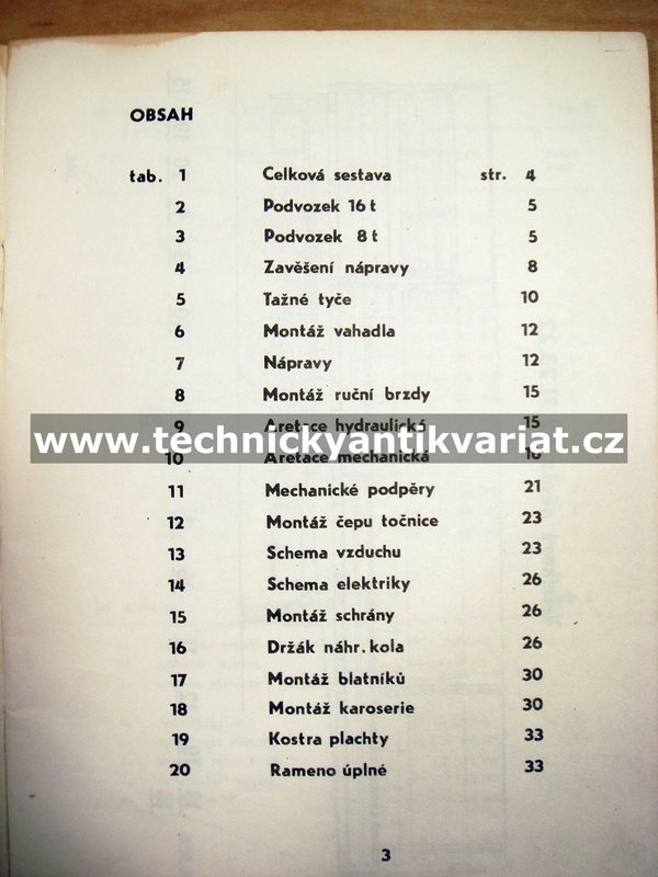 NV 31.23.22 valníkový návěs - katalog náhradních dílů (1979)