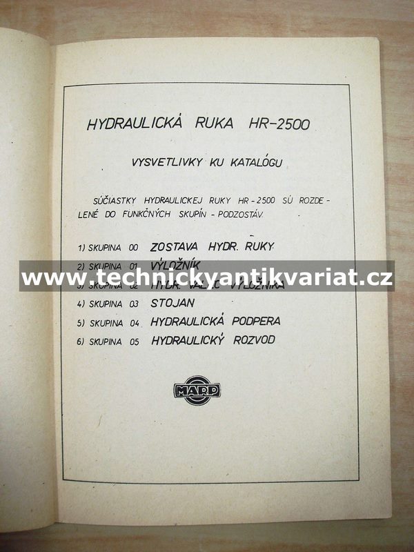 Hydraulická ruka HR-2500 - katalog náhradných dielov - 