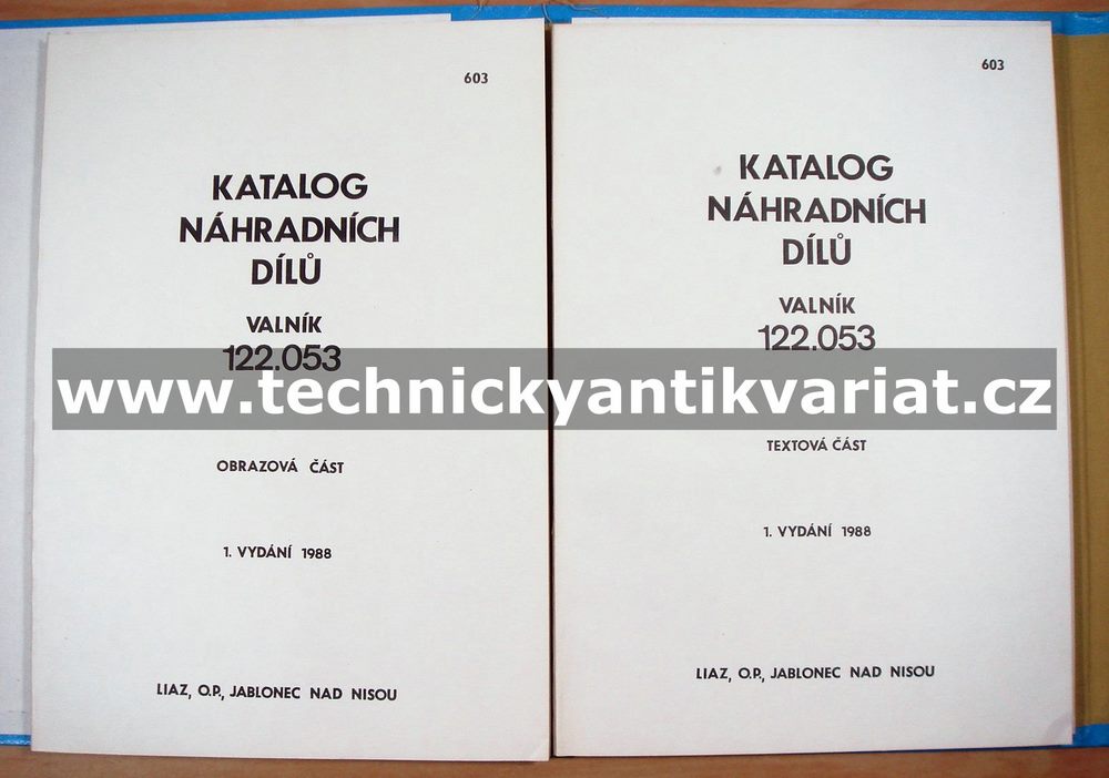 Liaz 122.053 Valník - katalog náhradních dílů (1988)