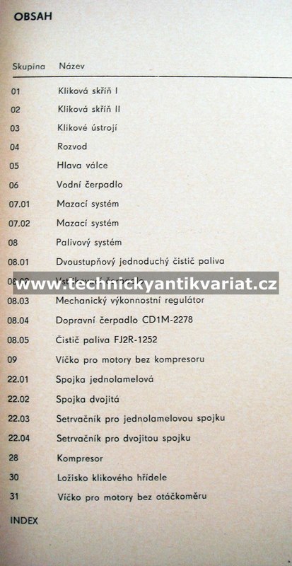 Zetor 5201, 6201, 7201 - katalog dílů pro motory (1985)