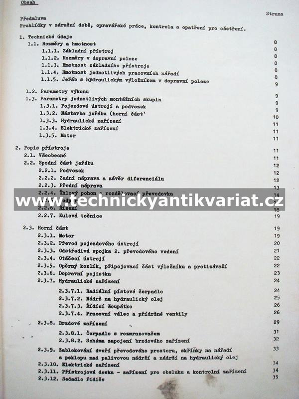Samohybný jeřáb T174-2A - návod k obsluze (1982)