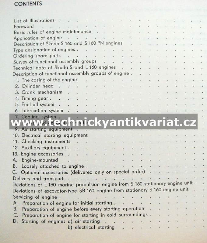 Škoda 160 naftový motor - Instruction for servicing (1971)
