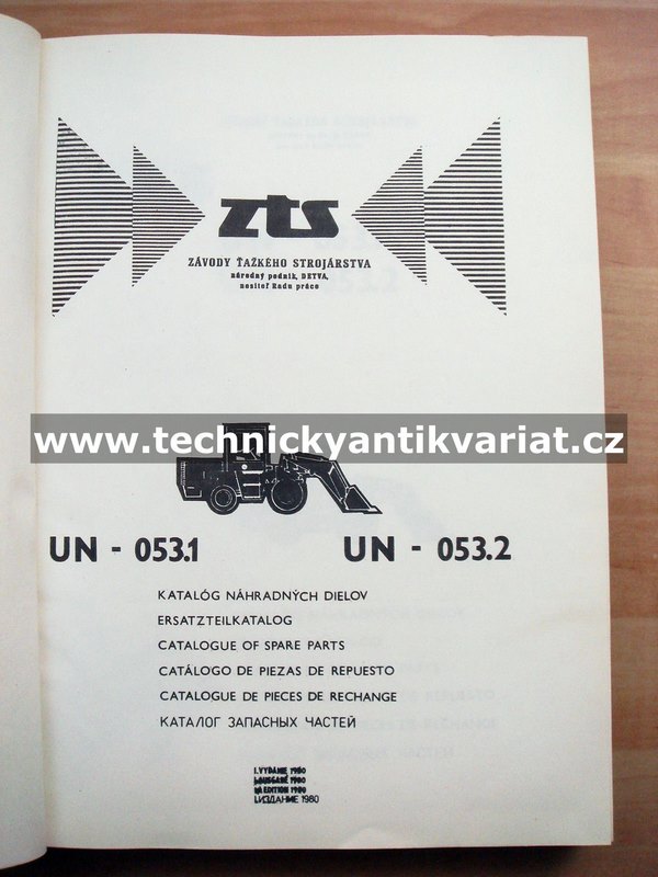 UN 053.1, 053.2 - katalog náhradných dielov (1980)