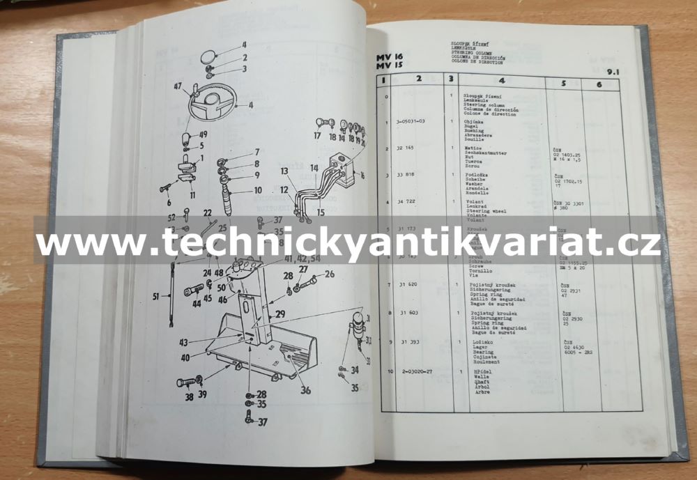 DESTA MV 16 - katalog náhradních dílů (1992)