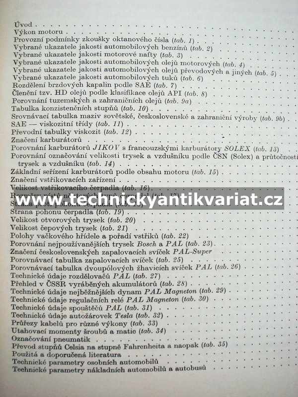 Seřizovací tabulky automobilů - Ivo Bernard (1975)