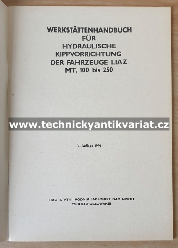 Liaz 100,250 Hydraulische kippvorrichtung Reparaturhandbuch (1994)