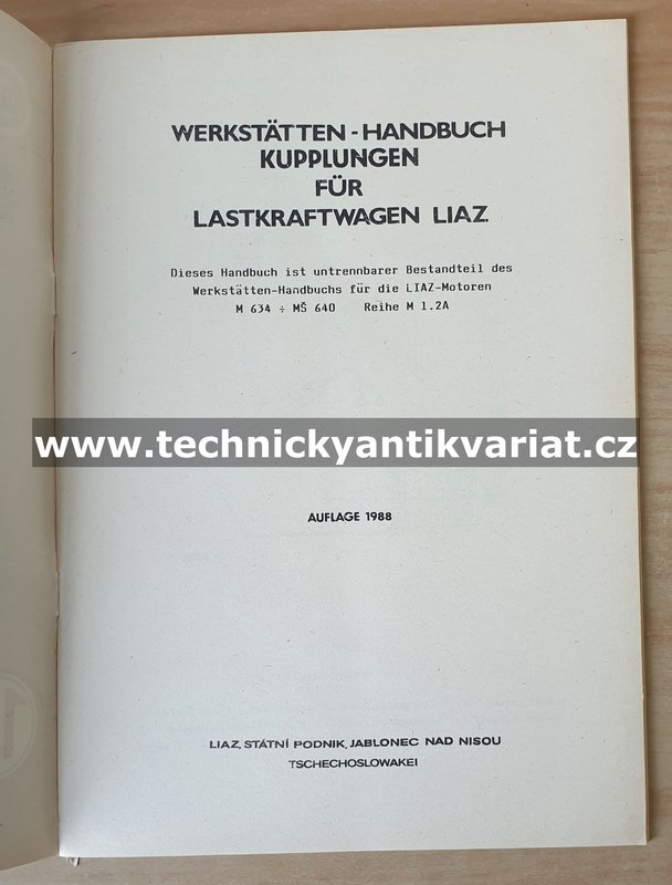 Liaz 100,250 Kupplung Reparaturhandbuch (1988)