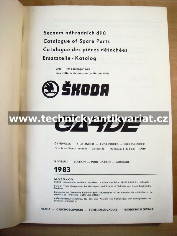 Škoda Garde - seznam náhradních dílů (1983)