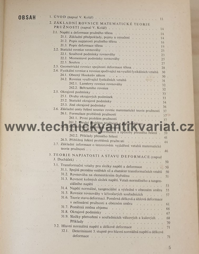 Pružnost a pevnost ve stavitelství II.Základy matematické teorie pružnosti - Servík (1965)