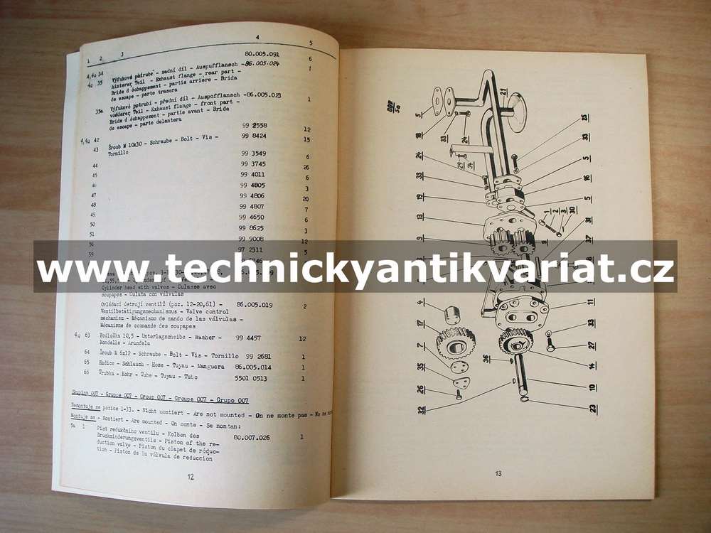 Zetor 12011 Crystal - katalog náhradních dílů DODATEK (1973)
