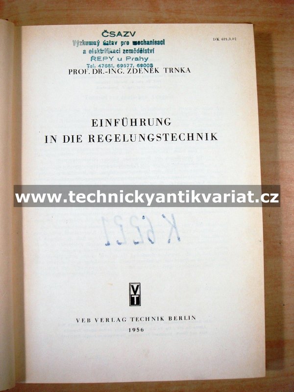 Einführung in die regelungstechnik - Zdeněk Trnka (1956)