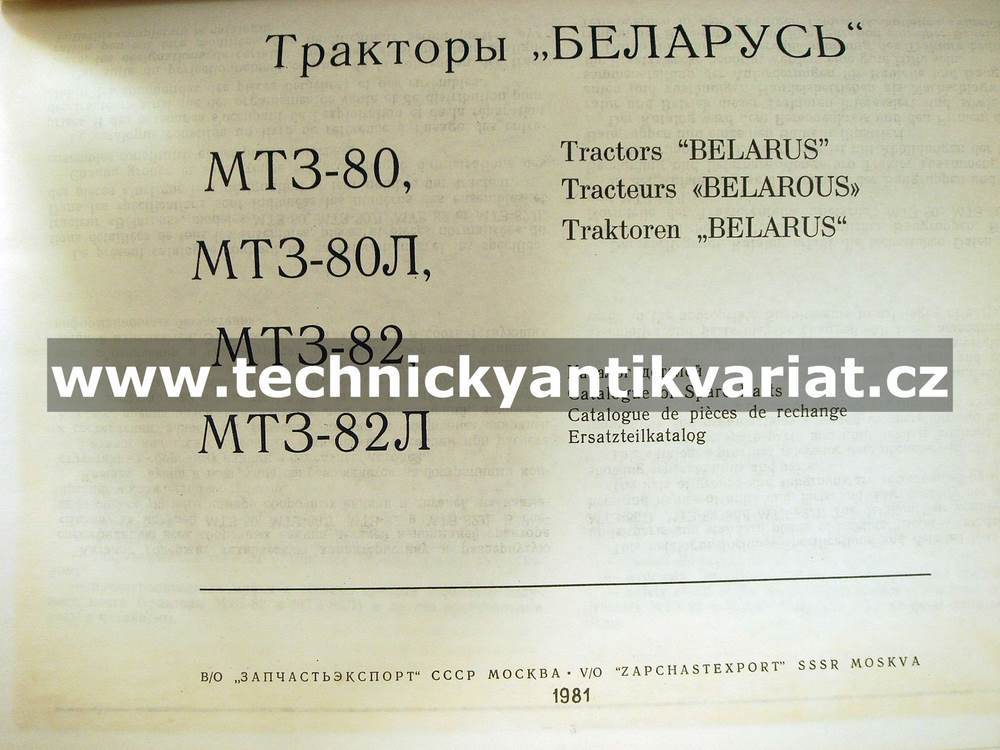Traktor Belarus MT80, MT82 - Ersatzteilkatalog (1981)