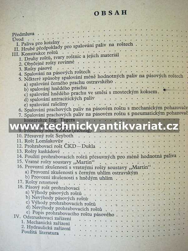 Rošty parních kotlů a spalování méně hodnotných paliv - Honsing (1952)