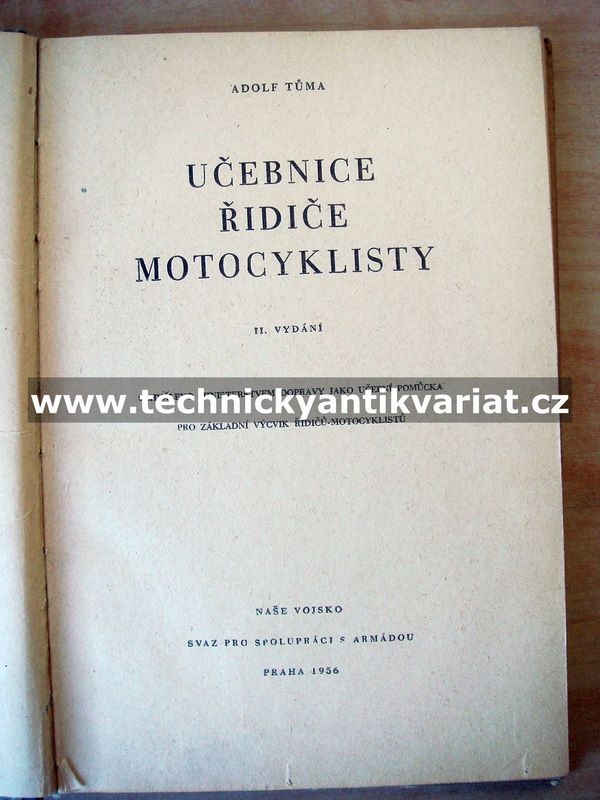 Učebnice řidiče motocyklisty - Adolf Tůma (1956)