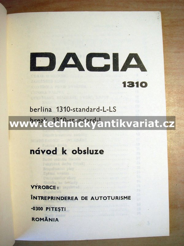 Dacia 1300 - návod k obsluze