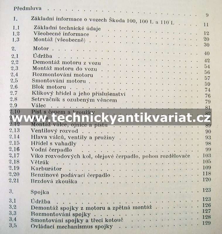Škoda 110, 110L, 110L, 110LS, 110R - údržba a opravy vozů (1972)