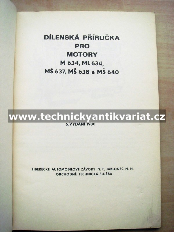 MT100 motory M634, ML 634, MŠ 637 - dílenská příručka (1980)