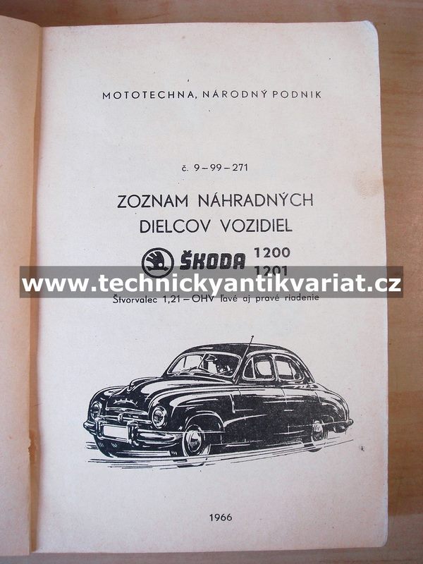 Škoda 1200, 1201 - zoznam náhradných dilcov (1966)