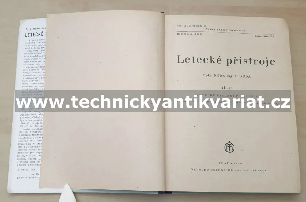 Letecké přístroje II. Letecké palubní přístroje - Theodor Duda (1949)