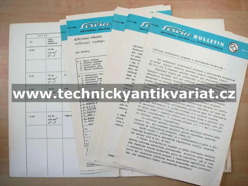 Liaz motory M635, M637, M638 - seřizovací předpisy vstřikovacích souprav PV6B