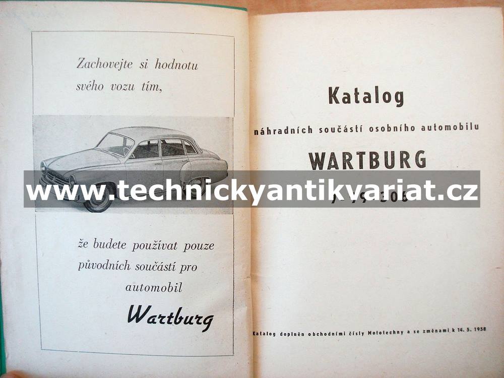 Wartburg - Katalog náhradních součástí (1958)