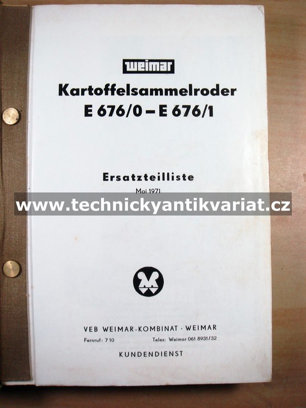 Kartoffelsammelroder E676/0 E676/1 - Ersatzteilkatalog (1971)