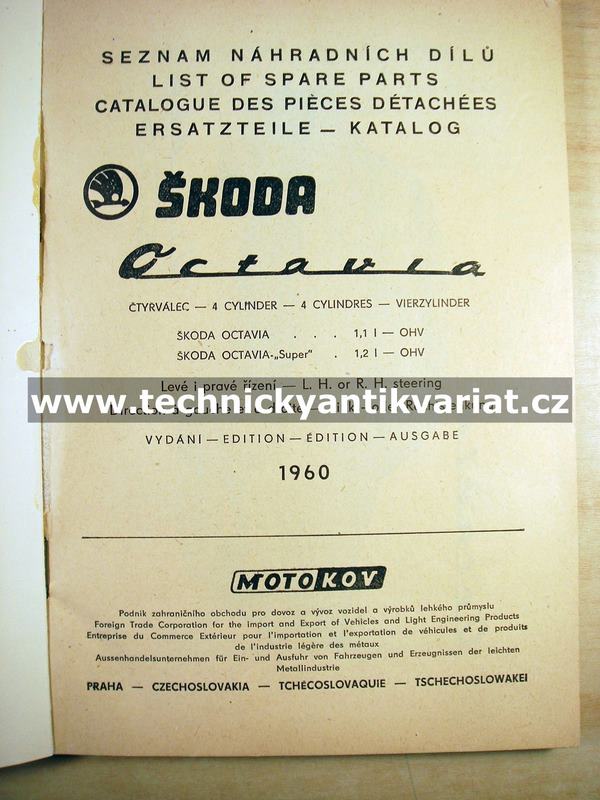Škoda Octavia, Škoda Octavia Super - seznam náhradních dílů (1960)