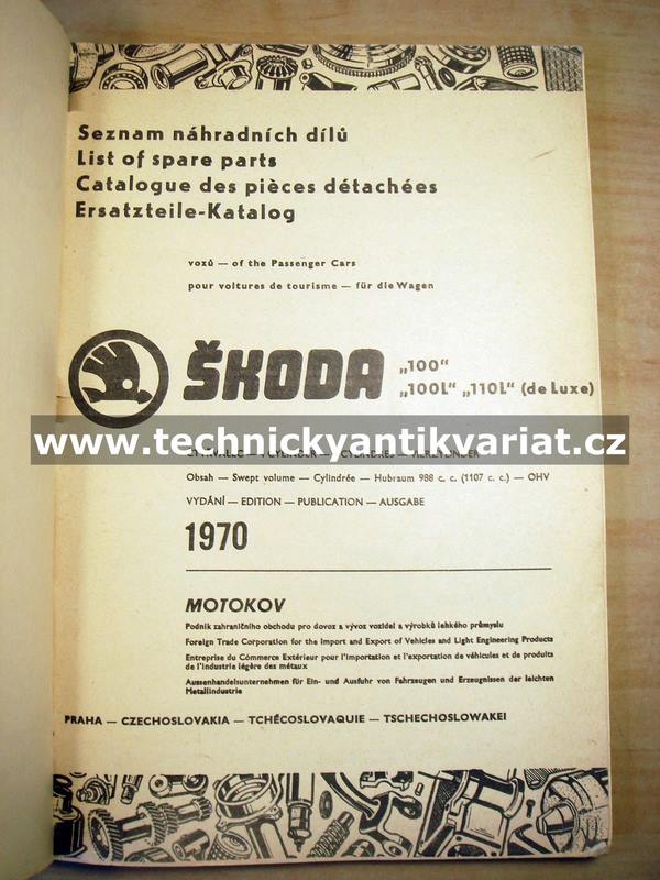 Škoda 100, 100L, 110L - seznam náhradních dílů (1970)