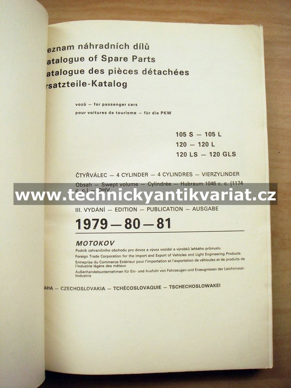 Škoda 105S, 105L, 120, 120L, 120LS, 120GLS - Seznam náhradních dílů (1979-81)